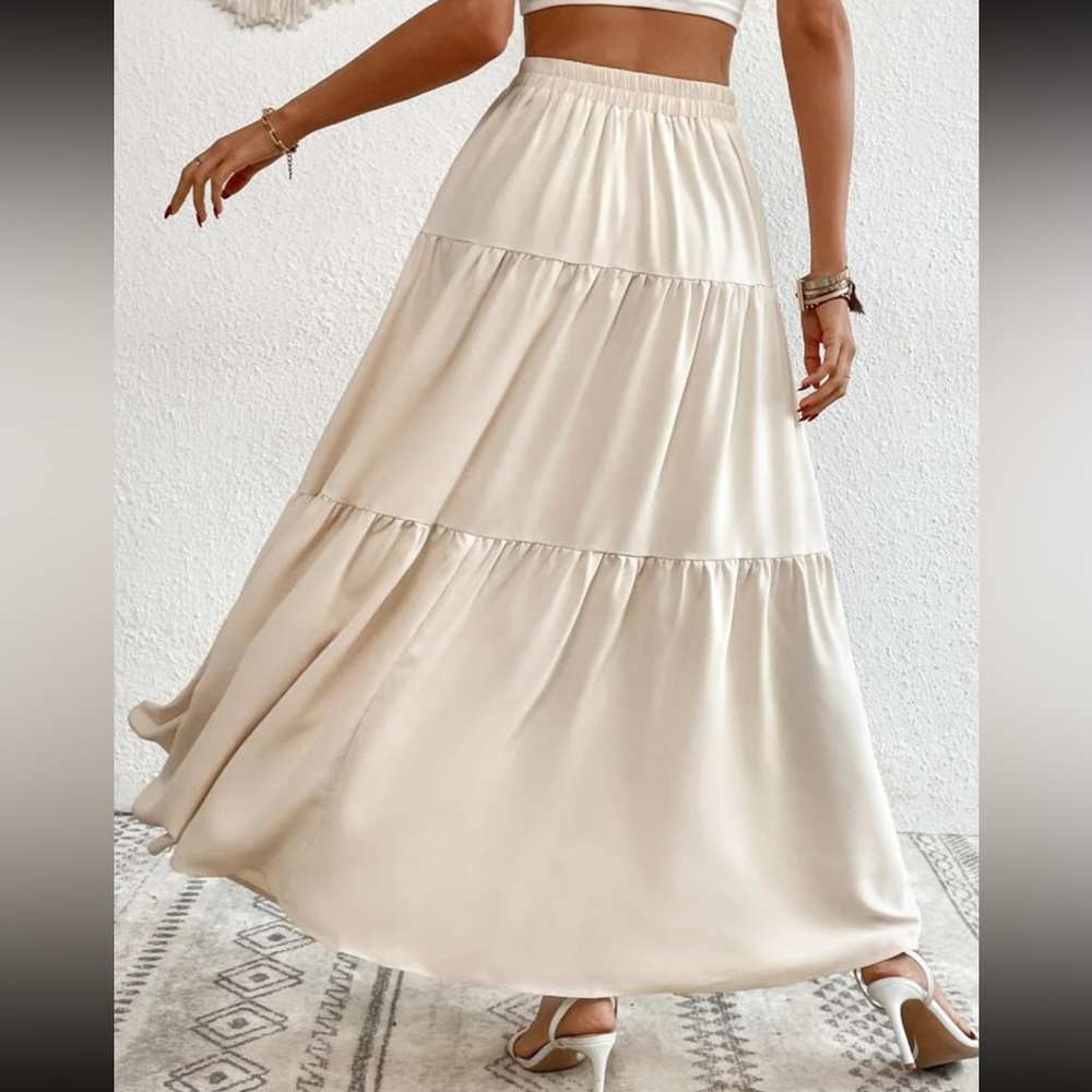 Boho dusty pink button detail ruffle hem maxi skirt - Picture 11 of 16